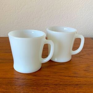 2 Vintage Anchor Hocking White Oven Proof Mugs